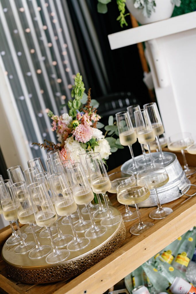Detail shot of glasses of champaign ready to toast the night away