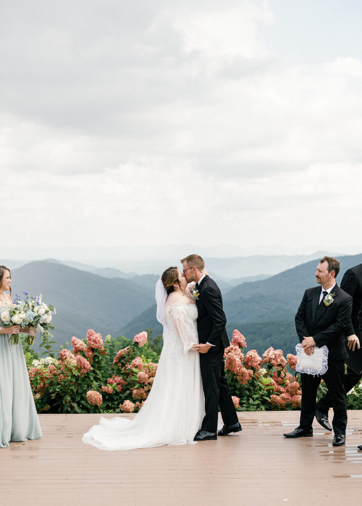 Wedding ceremony with panoramic mountain views at The Summit at Cross Mountain.